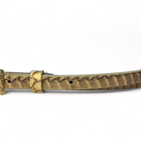DKNY Genuine Snakeskin Belt with Rhinestone Buckle